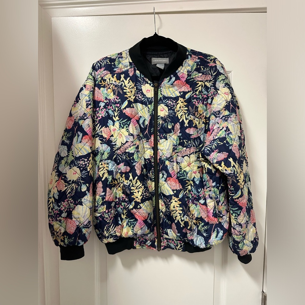 Vintage 90’s Y2K Carolyn Parker Silk Floral Quilted Jacket Women’s Size Small